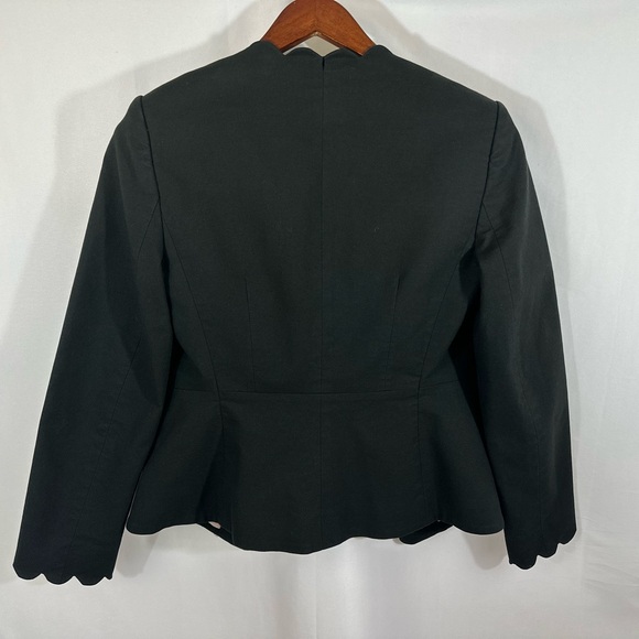 Rebecca Taylor Size 6 Black Textured Crop Open Front Blazer Size 6 - Picture 6 of 10